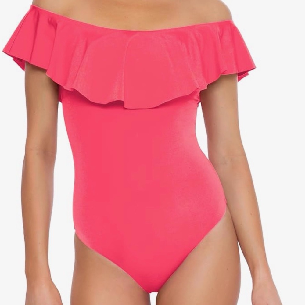NWT Zenana Off-Shoulder Coral Bodysuit Size Small